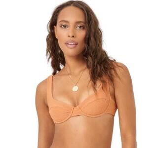 NWT l*space Nikita Bikini Top Sienna sz S Ribbed Underwire Eco Chic Boho Summer